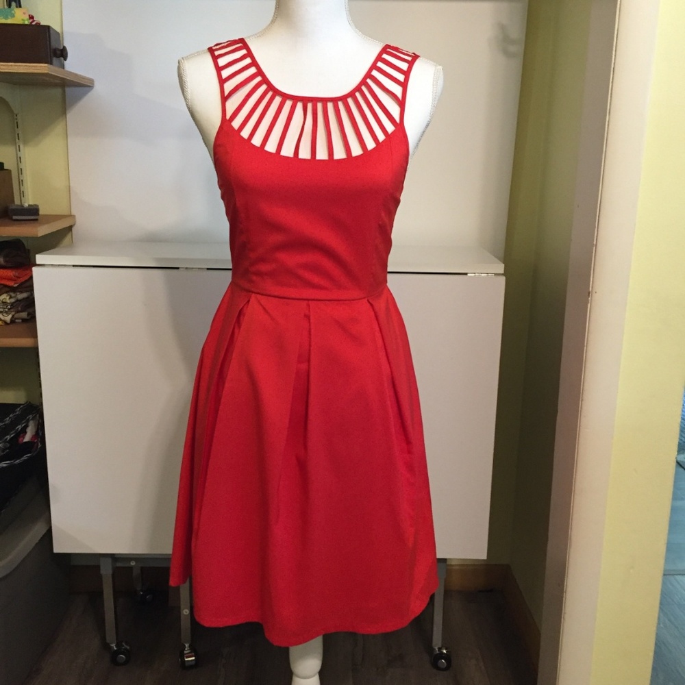 Pretty Orange Pleated Dress YA Losangeles Sz. S